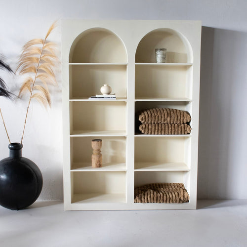Giga Meubel Vakkenkast Fien - MDF/Beton Ciré - Beige - 150x38x210cm