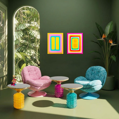 Kare Design Schilderij Square Shapes 60x80cm roze