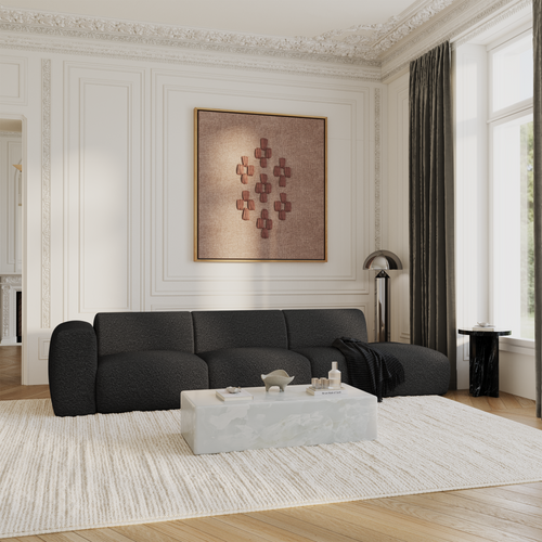 Sia Home - Rechte bank MYRA - Bouclette stof - Donker antraciet - 310cm - vtwonen shop