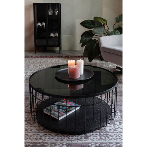 Housecraft Living Lance Salontafel Rond Glas/ Metaal 80x80 cm Zwart - vtwonen shop