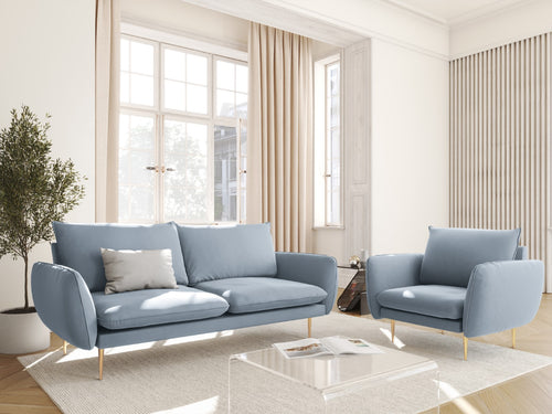 Cosmopolitan Design Fauteuil Vienna flueel, lichtblauw - 94x97x95cm