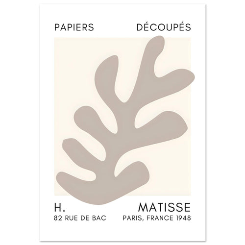 Artfulprints Poster met Lijst Matisse – Ocean petals grey   - 70x100 cm - Grijs