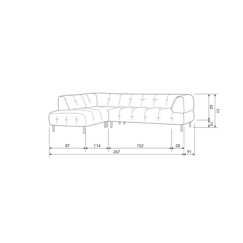 WOOOD hoekbank links Lloyd - Polyester - Cast Iron - 77x267x205/91