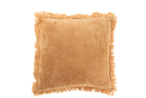 J-Line kussen Franje - katoen/fluweel - oker - vtwonen shop