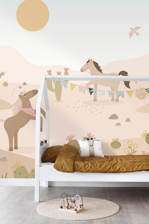 ESTAhome fotobehang paarden beige en meerkleurig - 3 x 2.79 m - 159664