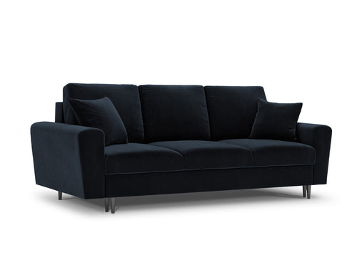 Cosmopolitan Design Slaapbank met opbergdoos Kyoto 3-zits, flueel, donkerblauw - 100x235x88cm
