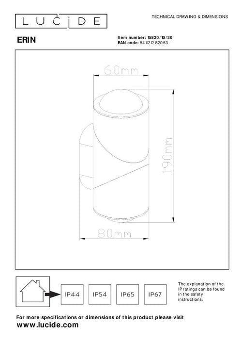 Lucide wandspot ERIN - Geïntegreerde LED - Zwart
