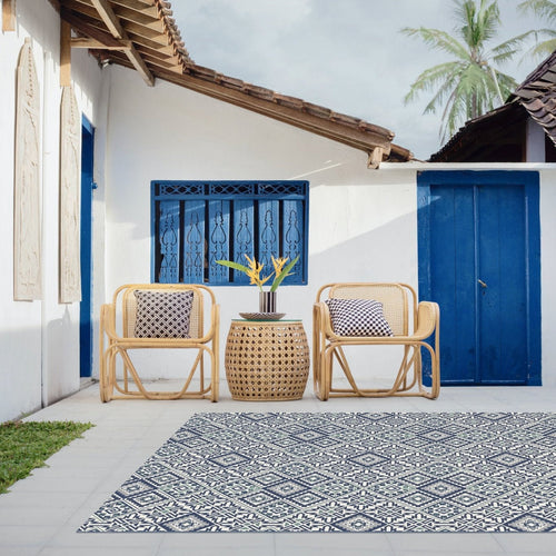 AFK Living vloerkleed Nazare - voor binnen en buiten - blauw - 160 x 230 cm
