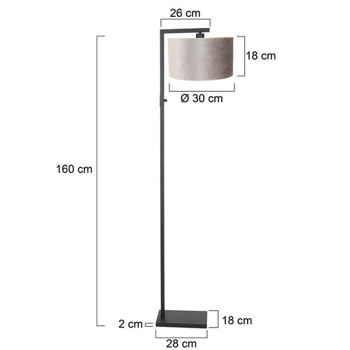 Steinhauer vloerlamp Stang - 1 lichts - 30  x 160   cm - zwart - zilver