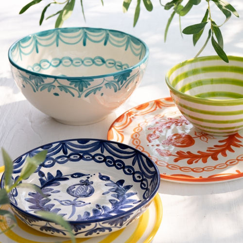 J-Line kom Granada High - keramiek - wit/aqua - large - Ø 28 cm - vtwonen shop