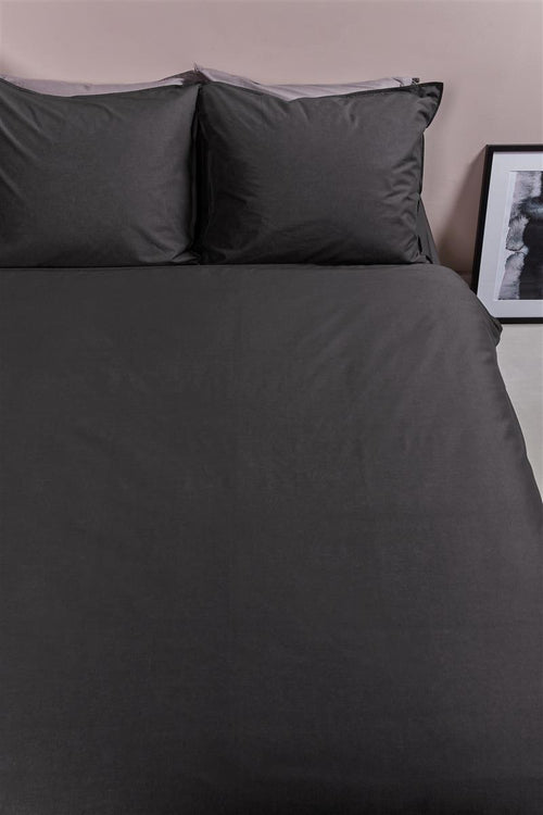 Ambiante Cotton Uni dekbedovertrek - Effen - Lits-Jumeaux - 240x200/220 cm - Antraciet