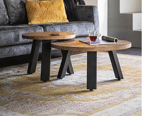 FurniLux Mangohout Salontafel - Een Stijlvolle Ronde 50 cm - vtwonen shop
