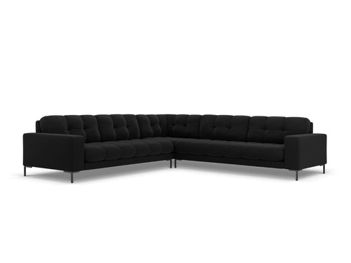 Cosmopolitan Design Symmetrische hoekbank Bali 6-zits, flueel, zwart - 256x256x75cm