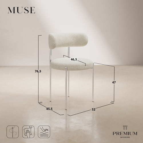 Premium Interiors - Set van 2 stoelen MUSE - corduroy crème 52cm