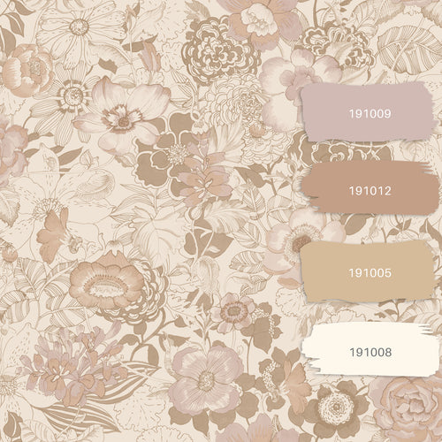 ESTAhome behang vintage bloemen beige en oudroze - 53 cm x 10.05 m - 139763 - vtwonen shop