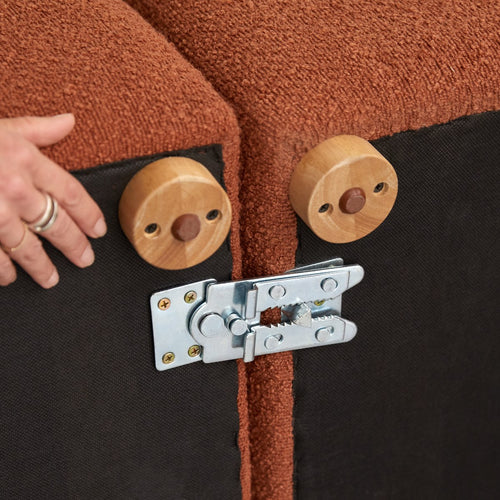 Tikamoon Modulaire hoekfauteuil van massief acaciahout en terracotta stof - Terracotta - vtwonen shop