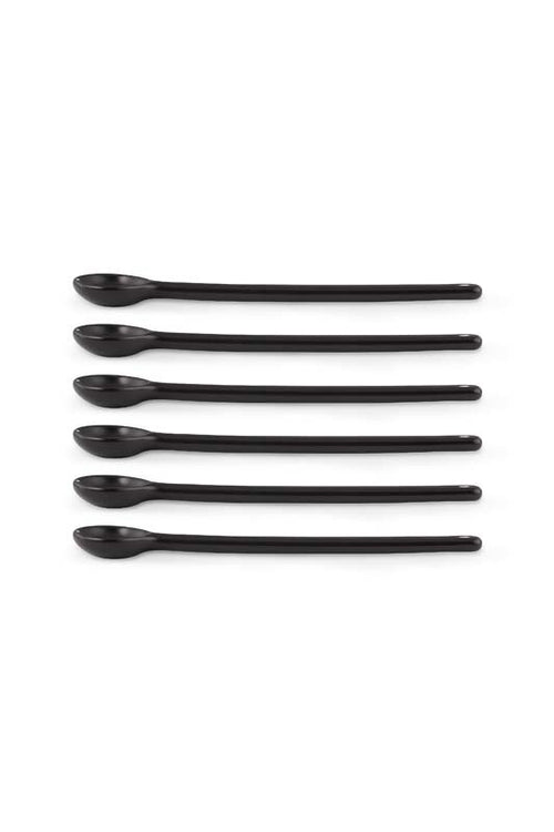 vtwonen Theelepels - Porcelein - Zwart - Set van 6