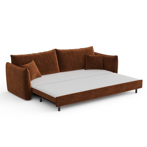 Sia Home - Rechte bank PLUME - Fluweel met structuur - Terracotta - 213.5cm