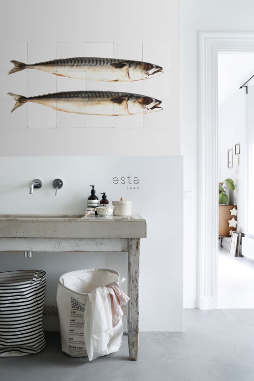 ESTAhome muursticker vissen grijs - 97 x 48.5 cm - 159030
