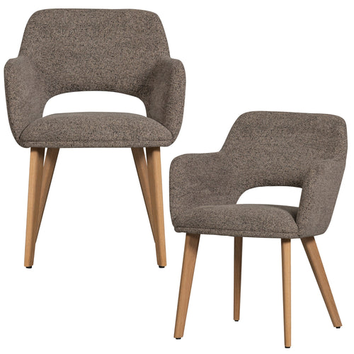 WOOOD eetkamerstoelen houten naturel poot Murat - Taupe - Set van 2 - vtwonen shop