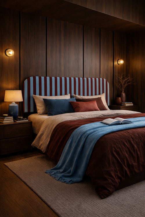 Gestoffeerd fluwelen hoofdbord met strepen 160x97cm