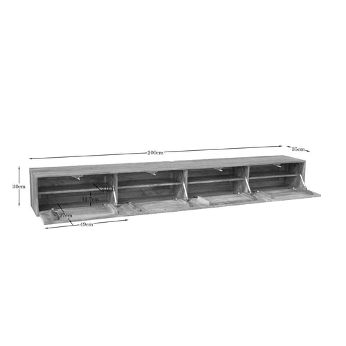 Starfurn Tv-meubel Vision - Naturel Hout - 200x30x35cm