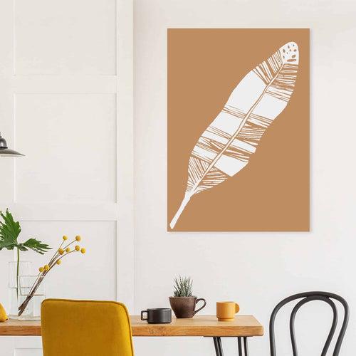 Artfulprints Poster Boho – Desert feather   - A4 21x29.7 cm - Bruin