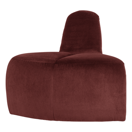 WOOOD eetbank hoek rond rugleuning Mojo - Velvet - Kastanjebruin - 83x73x73
