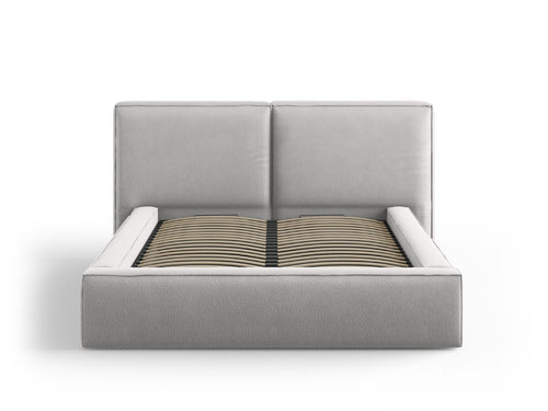 Cosmopolitan Design Opbergbed met dubbel hoofdbord Arendal 140x200cm, structurele stof, lichtgrijs - 228x194x97.5cm