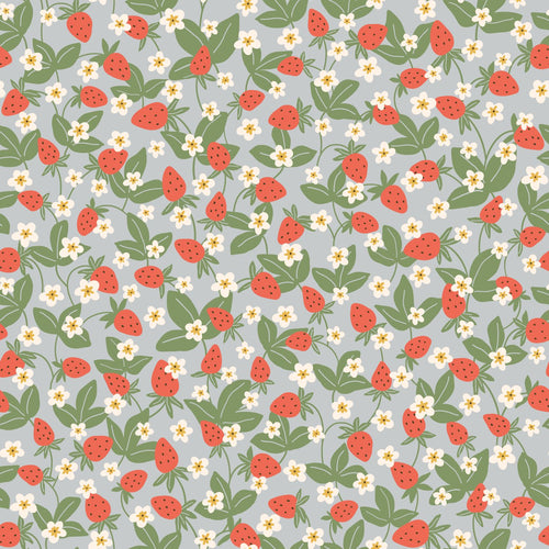ESTAhome behang aardbeien blauw, groen en rood - 50 x 900 cm - 132173