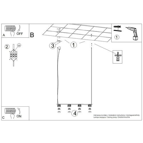 Sollux Lighting Kroonluchter AURA 4 geel Gx53 - 122x10x208cm