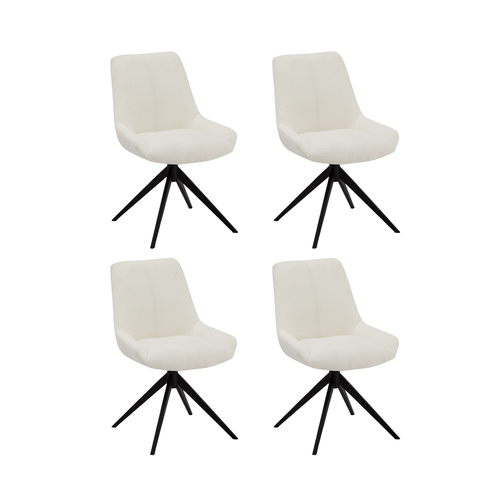Furnhouse eetkamerstoel Helena - Crème wit - Stof (Bouclé) - Set van 4