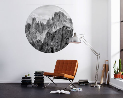 Sanders & Sanders zelfklevende behangcirkel landschap zwart wit - Ø 125 cm - 611793