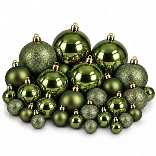 Mica Decorations Kerstballen Set Donkergroen 46 stuks - Onbreekbare Kerstballen van Gerecycled Polystyreen - Diameter 4, 6 en 8 cm - Ideaal voor