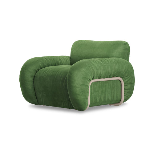 HKLIVING fauteuil Arc lounge – royal velvet green – frame sand