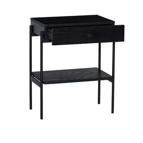 Hübsch nachtkastje Noir - essen fineer/ijzer/mdf - 48x31xh60cm