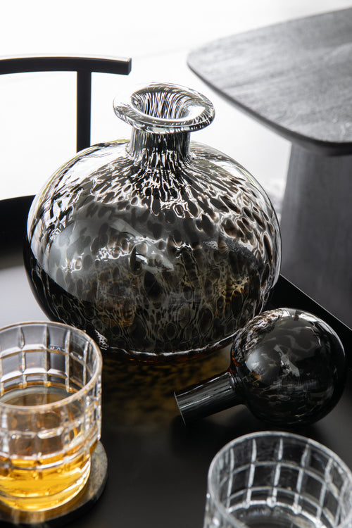 J-Line decoratie Fles + Stop Stip Rond - glas - zwart