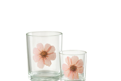 J-Line windlicht Bloem - glas - roze/mix - vtwonen shop