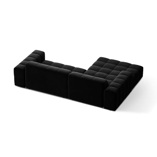 Cosmopolitan Design - Linker hoekbank Chicago 3-zits, flueel zwart - 167x234x78cm