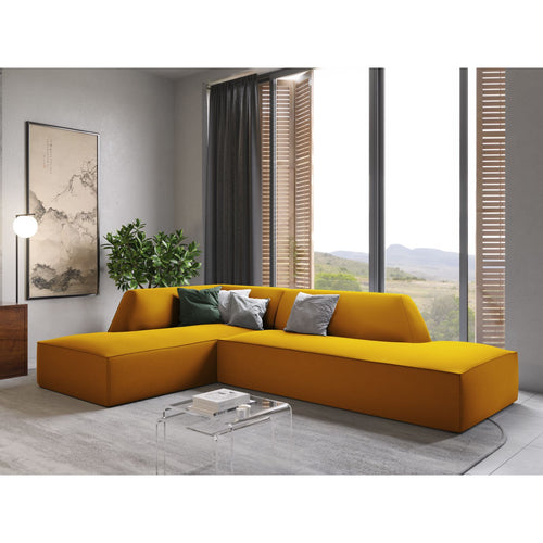 Cosmopolitan Design - Modulaire hoekbank links Siena 4-zits, flueel geel - 180x273x69cm