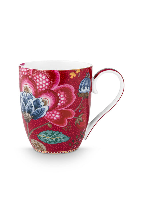 Pip Studio - Blooming Tales Fantasy Dark Red - Set van 2 XL Mokken - Koffiemokken - 450ml