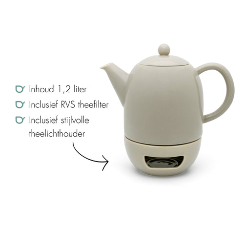 Bredemeijer - Theeset Viborg 1,2L+theelicht warm grijs