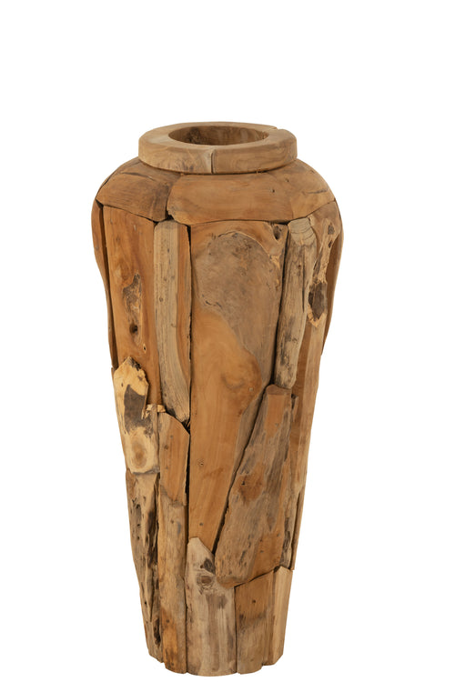 J-Line vaas Teakhout - naturel - small - 92 cm hoog