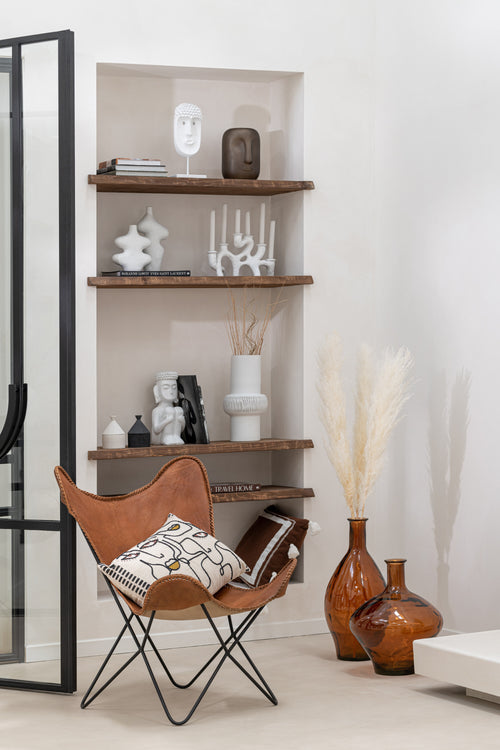 J-Line loungestoel voor binnen - leer/metaal - cognac - vtwonen shop