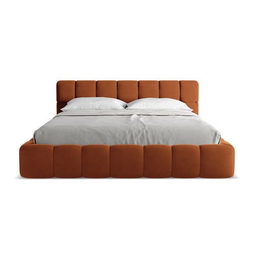 LaMiaSofa Bed met opbergruimte Roma - velours - terracotta - 200x228x82