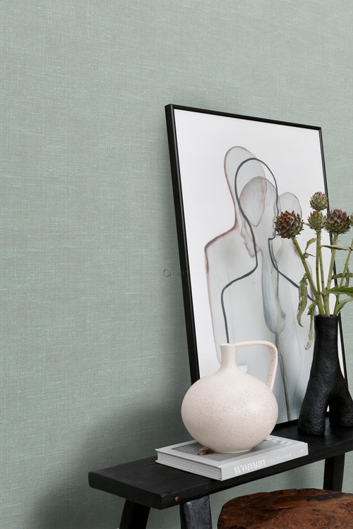 Origin Wallcoverings behang linnenstructuur celadon groen - 0,53 x 10,05 m - 347633 - vtwonen shop