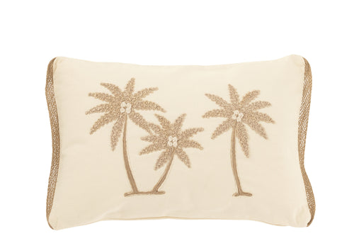J-Line kussen Rechthoek Palmbomen - katoen - creme/beige