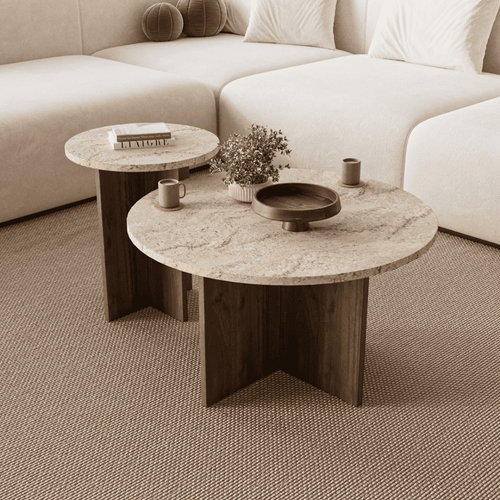Calicosy - TILIA Set van 2 salontafels - Naturel - 70x70x40 cm