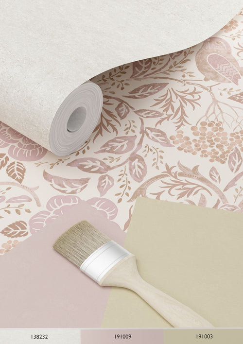 ESTAhome behang bloemen en vogels zand beige en lila paars - 53 cm x 10.05 m - 139829