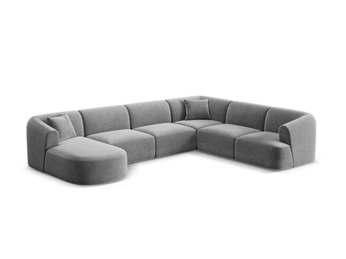 Cosmopolitan Design Modulaire panoramische hoekbank links Campi 7-zits, flueel grijs - 255x330x70cm